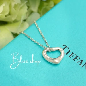 Tiffany & Co. Elsa Peretti 11mm Open Heart Necklace Pendant 16" Silver 925 - Picture 1 of 11