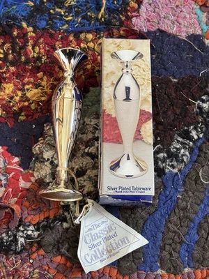 Jarrón vintage Queen Anne 5,5” plateado Bud por Mayell hecho en Inglaterra nuevo en caja Foto 1 de 4