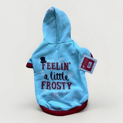 Sudadera con capucha para perros talla mediana nueva con etiquetas Feelin a Little Frosty invierno regalo de Navidad Foto 1 de 4