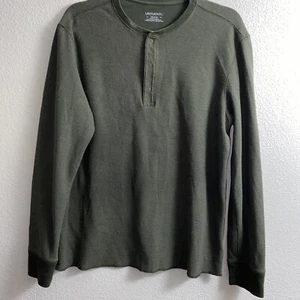 Untuckit Shirt Mens Medium Dark Green Textured Henley Schrock Casual Preppy Top - Picture 1 of 8