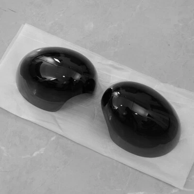 2x Gloss Black Door Wing Mirror Cover Cap Case RHD For Mini F54 F55 F56 F57 - Immagine 1 di 4