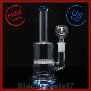 7" Premium Blue Bee's Honeycomb Hookah Bubbler Tobacco Smoking Glass Water Pipes - Picture 1 of 5
