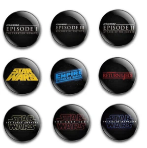 25mm STAR WARS LOGOS BUTTON BADGES x9 - Foto 1 di 1