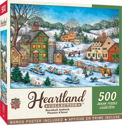 MasterPieces~SNOWBALL AMBUSH (Complete)~500 pc puzzle~Heartland Collection - Image 1 of 4