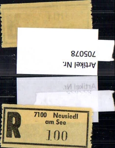 705078 Einschreibezettel Rekozettel R-Zettel Neusiedl am See - Bild 1 von 1