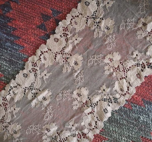 7.5" Wide Stretch Floral Lace Taupe Lingerie,Headband,Gloves,Bow,Bonnets y0453 - Picture 1 of 2