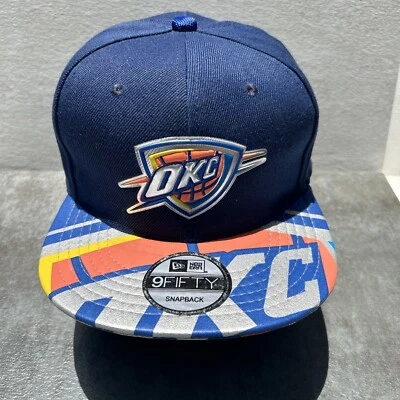 Oklahoma City Thunder Hat New Era 9fifty Snapback Cap Blue Graphic Visor H37 - Image 1 of 4