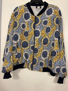 NOTATIONS Vtg Women's Bomber Style Windbreaker Jacket Blue & Gold Sz 2X - Picture 1 of 6