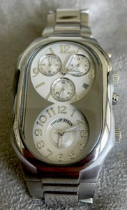 PHILLIPE STEIN SIGNATURE STAINLESS STEEL LARGE SIZE CHRONOGRAPH DOUBLE HOUR - Picture 1 of 6