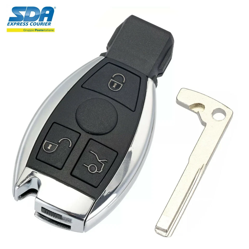 GUSCIO COVER TELECOMANDO CHIAVE COMPATIBILE PER MERCEDES 3TASTI CROMATA classe C - Immagine 1 di 4