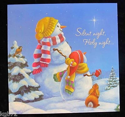 Leanin Tree Christmas Greeting Card Snowmen and Bunny Snowman Multi Color C49 - Image 1 of 2