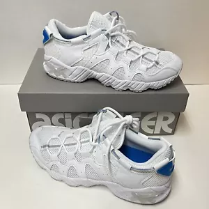 ASICS Tiger Gel-Mai Mens Shoes H813N White Sz 7.5 Comfort Sneakers Blue Accents - Picture 1 of 20