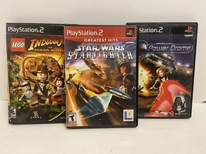 Menge 3 CIB PS2 Spiele (Star Wars Starfighter, Power Drome, Lego Indiana Jones) - Bild 1 von 12