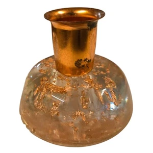 MCM Lucite Acrylic Candleholder Gold Flake Mid Century Candlestick Taper Holder - Picture 1 of 19
