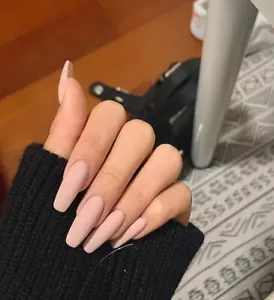 Künstliche Nägel 24p - beige matte Ballerina lang - zum aufkleben press on nail - Bild 1 von 9