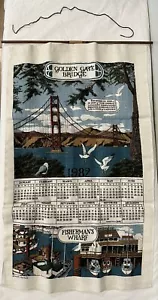 1982 Wall Calendar Tea Towel Handprint Kay Dee Golden Gate Bridge San Francisco - Picture 1 of 10