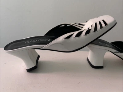 coup d'etat Ladies Vintage White Leather Mule Shoe 5.5 - Image 1 of 4