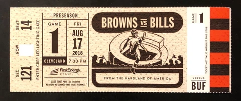 2018 Cleveland Browns Football Collectible Ticket Stub - Choose Any Home Game Cover