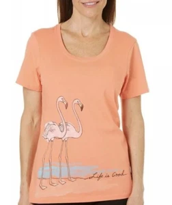 Trituradora de playa Life Is Good~Coral~"FLAMINGOS" S/S pequeña para mujer - Imagen 1 de 1
