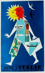 Póster original vintage ITALIA SUN TRAVEL WITH YOU 1955 - Imagen 1 de 1