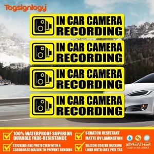 (4 pcs) In Car Camera Recording Stickers Dash Cam Video on Board Bumper Decals - Picture 1 of 8