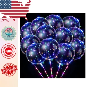 10/20/30PCS LED Light Up BoBo Balloons Bubble Party Wedding Christmas - Picture 1 of 8