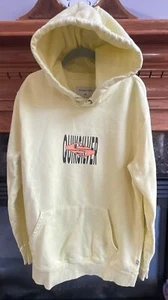 Quiksilver Hoodie Mens Large Yellow Sweatshirt Pullover Spell Out Surfer Beach - Picture 1 of 16