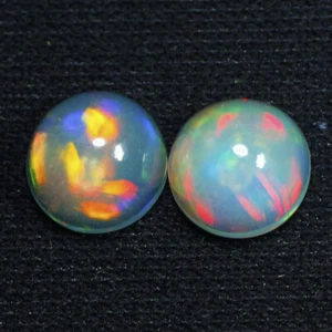 1.42 Ct IF [2Pcs Pair] Round 6 MM Rainbow Multi Colors Play Rainbow Fire Opal - Picture 1 of 5
