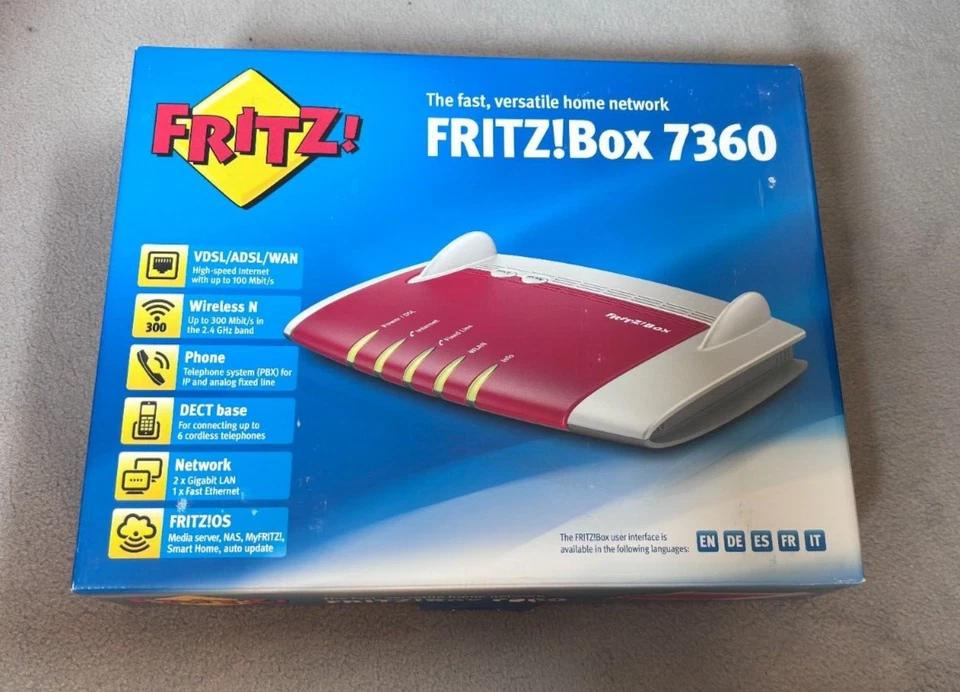 FRITZ!Box 7360 Edition A/CH Wlan Router (VDSL/ADSL, 300 Mbit/s, DECT-Basis) OVP - Bild 1 von 2