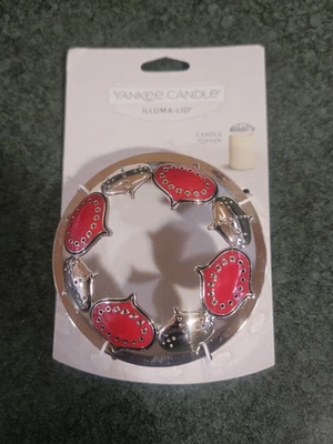 洋基蜡烛Illuma-Lid圣诞假日装饰品银色和红色珐琅 — 第 1/2 张图片