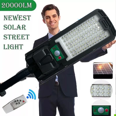 20000LM Solarleuchte mit Bewegungsmelder Fluter LED Strahler Licht Außen Lampe。 - Bild 1 von 4