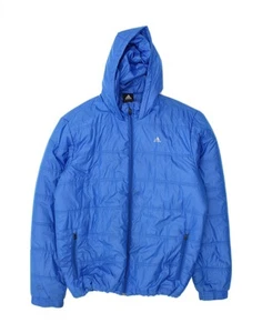 ADIDAS Mens Hooded Padded Jacket UK 40 Large Blue Polyester AL01 - Picture 1 of 4