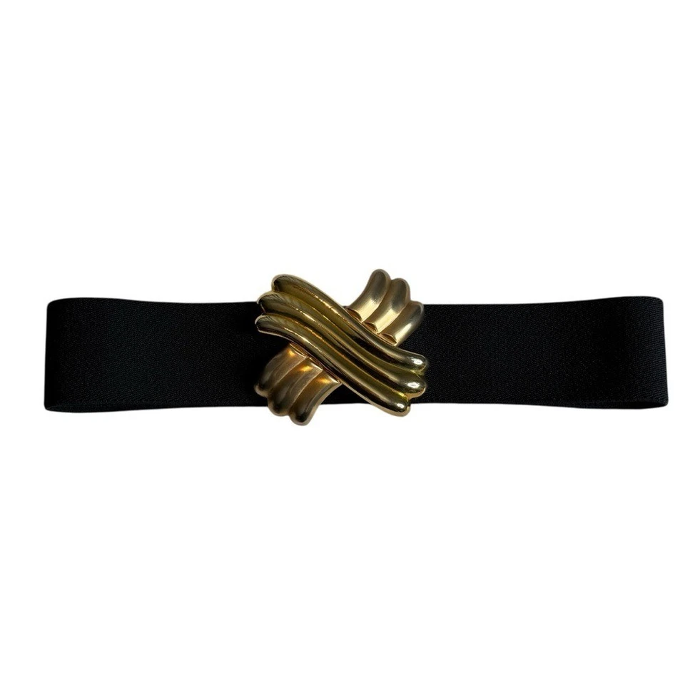 Vintage Day Lor Black Gold Tone Women's Statement Belt One Size VTG - Image 1 of 4