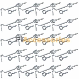 20 Sets Zinc Plated Steel Hook & Eye Door Cabin Latch Farm Barn Hook and Eye - Picture 1 of 3