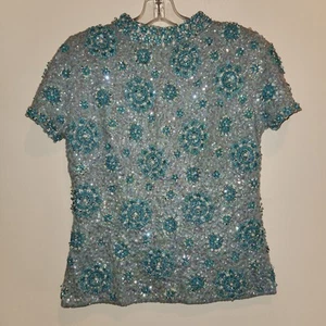 Vintage 1950s Sequin Bead Pearl Formal Top - Picture 1 of 3