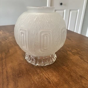 Vintage Clear Frosted Glass Globe Round Hurricane Lamp Shade Embossed 7" Tall - Picture 1 of 5