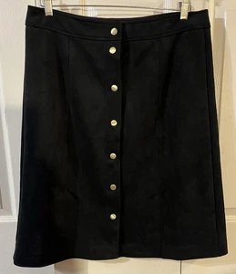 Loft Ann Taylor Damen Kunstleder Midirock Knopfleiste gefüttert Gr. 12 - Bild 1 von 8