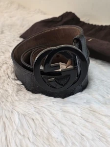 Gucci Black-on-black GG Interlocking Unisex Belt - Size 90/35.4 - Picture 1 of 18