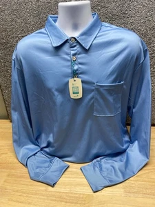 Royaura Polo Shirt Mens 2XL Blue Lightweight Long Sleeve Pocket Vacation Casual - Picture 1 of 13