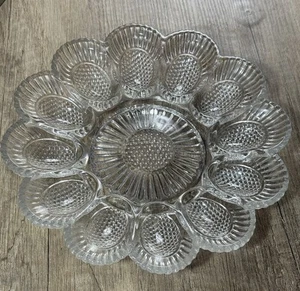 Bandeja vintage de vidrio Indiana Hobnail de 11 pulgadas para huevos/relish y bandeja de ancla de 9" - Imagen 1 de 6
