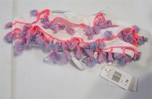 NWOT PIlyq PQ Girls 10 White with Pink Blue Tasseled Bikini Top 114674 - Picture 1 of 2