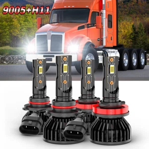For Kenworth T880 Base Truck 2014-2023 Xenon White LED Headlight High Low Bulbs - Picture 1 of 16