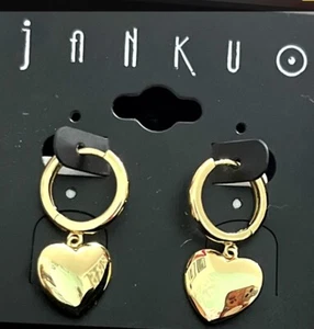 Gold (GP) Heart Drop Earrings NWT By Janku Org Price $72 From Nordstrom - Picture 1 of 3