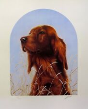 JOHN SILVER "IRISH SETTER DOG" Hand Signed Ltd Edition Giclee with Custom Plaque