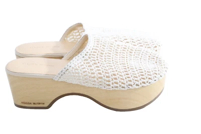 MAGDA BUTRYM White Mesh Braided Crochet Wooden Platform Clog Mules Size 40 - Image 1 of 4