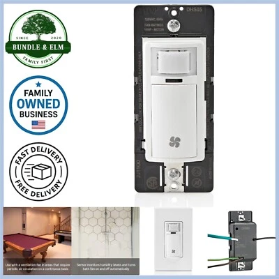 Humidity Sensor Switch for Bathroom Exhaust Fan Moisture Control White - Image 1 of 4