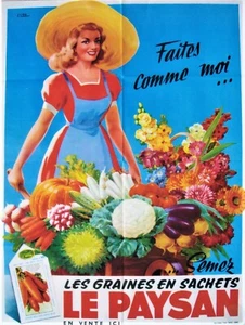Original vintage poster FARMER GRAINS VEGETABLES FLOWERS c. 1960 - Picture 1 of 1