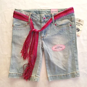 GIRLS SIZE 8 * GIRLS BERMUDA DENIM SHORT, EMBROIDERY, JEWELS - CLOTHING NEW NWT - Picture 1 of 5