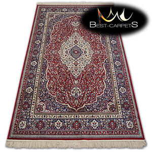 TRADITIONAL Carpets STYLISH RUG WINDSOR Rosette Jacquard fringe red High Quality