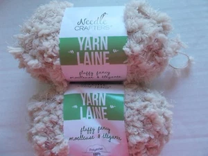Needle Crafters Fluffy Fancy  yarn, Beige, lot of 2 (65 yds ea) - Picture 1 of 2